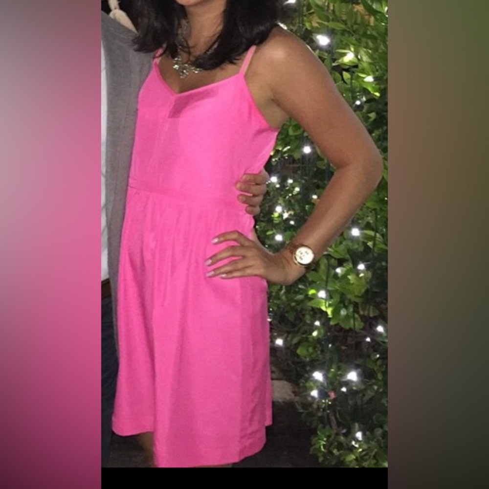 Hot pink, adjustable spaghetti strap mini dress